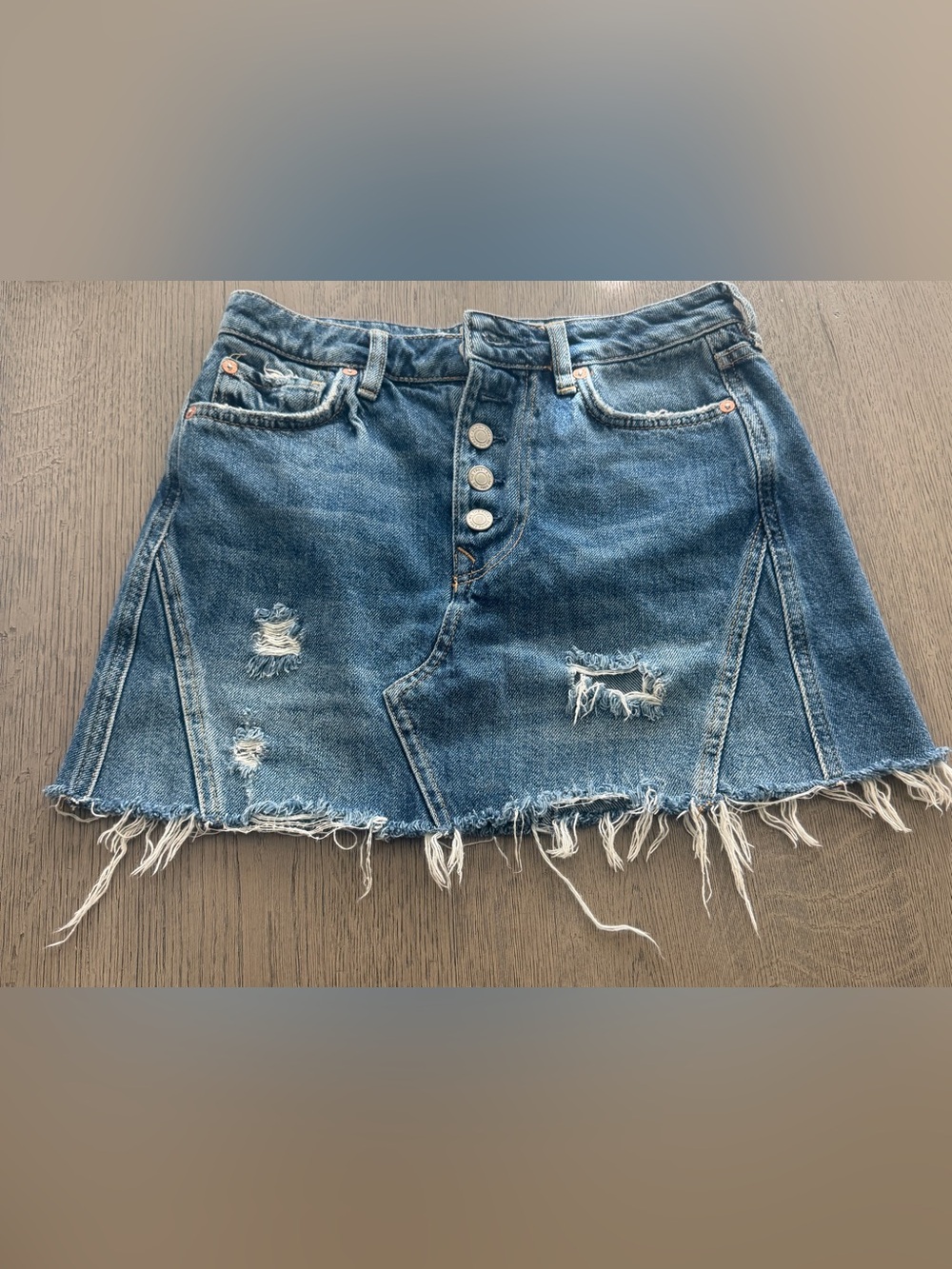 We The Free Distressed Denim Mini Skirt Size 26